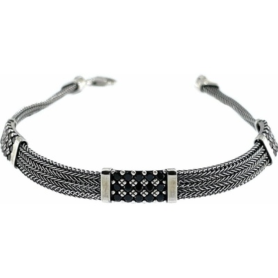 INFINITYSILVER Stříbrný pánský náramek oxi s černými zirkony 2021042B21