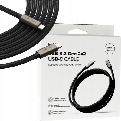 Ringke 73169 USB 3.2 GEN 2X2 Nabíjací a dátový, USB Typ-C PD 240W, 2m