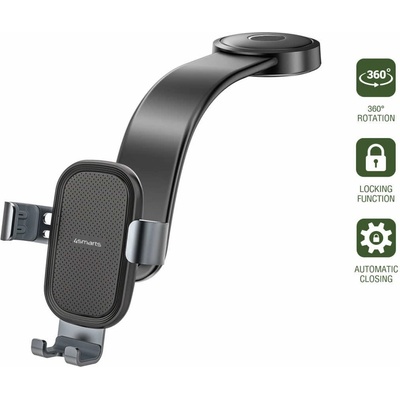 4smarts Car Holder Grabber Flex - поставка за таблото или стъклото на кола за мобилни устройства (черен) (D67364)