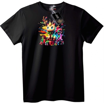NOONEBRAND Тениска с еднорог котка - 5XL, Black