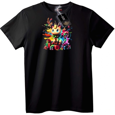 NOONEBRAND Тениска с еднорог котка - 5XL, Black