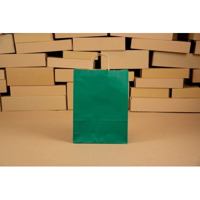 Papierová darčeková taška s krúteným uchom ZELENÁ 32x24x10 cm (balenie 5 ks)