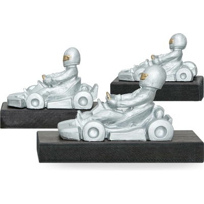 Trofej luxusní se symbolem motorismu výška 12 cm stříbrná/zlatá
