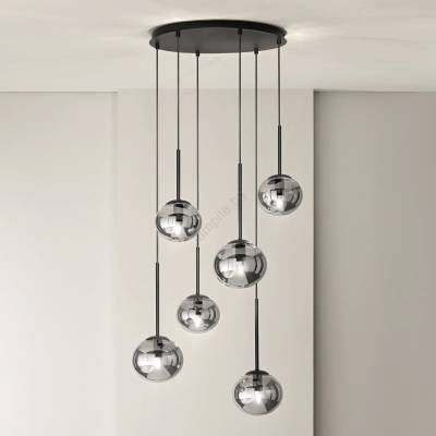 Ondaluce - Висяща люстра на кабел JEWEL 6xE14/10W/230V диам. 55 см черна/опушено-черна (OND0111)
