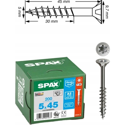 Spax Univerzální vruty do dřeva ocel 5x45mm 200ks