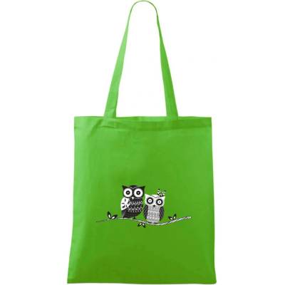 Dve sovy abstraktné Taška bavlnená 42 x 38 cm Apple Green