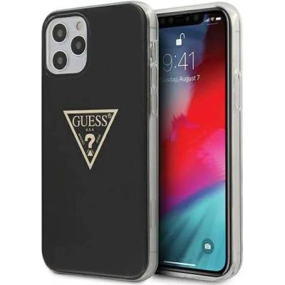 GUESS Metallic Case - дизайнерски кейс с висока защита за iPhone 12, iPhone 12 Pro (черен)