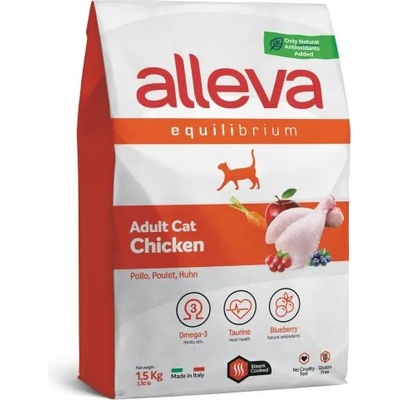 Diusapet ALLEVA® Equilibrium Chicken Adult - пълноценна храна за пораснали котки, с пилешко месо, Италия - 10 кг 1608