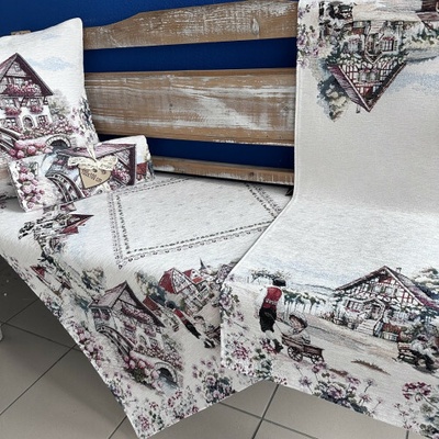 Tegatex Gobelínový ubrus chenille venkovská chalupa 40x100 cm