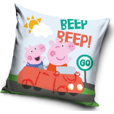 Carbotex polštář prasítko Pepina A peppa Tomík v autě světle modrý 40x40 – Zboží Dáma