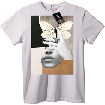 NOONEBRAND Тениска Колаж с Пеперуда - 2XL, White
