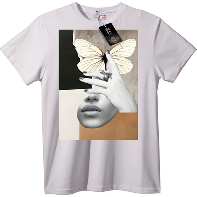 NOONEBRAND Тениска Колаж с Пеперуда - 2XL, White