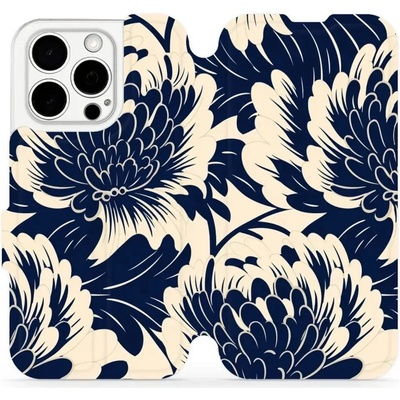 Mobiwear - Apple iPhone 15 Pro - VA40S Modré a béžové květy