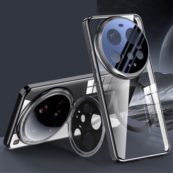 Xiaomi Удароустойчив Калъф с Магнит, Стойка и Скрийн Протектор за Xiaomi 15 Ultra - Черен, Сребрист, Прозрачен