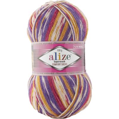 Alize Příze Superwash Comfort - 7655 fialovo-okrovo-vínová
