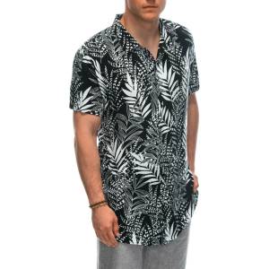 Ombre Clothing Мъжка тениска с шарка от вискоза с къс ръкав OM-SHPS-0113 Ombre Clothing черна Ombre Clothing | Cheren | МЪЖЕ | S
