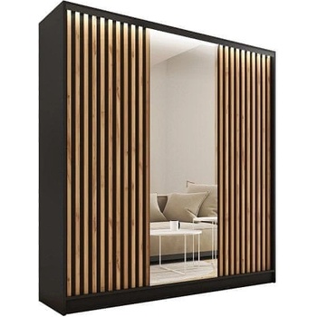 Nejlevnější nábytek Insular 3D 150 se zrcadlem černý mat/dub wotan