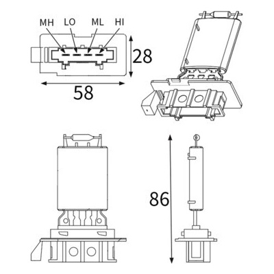 Odpor vnitřního tlakového ventilátoru MAHLE ORIGINAL ABR 98 001S (ABR98001S)