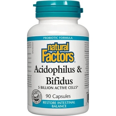 Natural Factors Ацидофилус бифидус 5 млрд. активни пробиотици 90 капсули | Natural Factors (1800 NF)