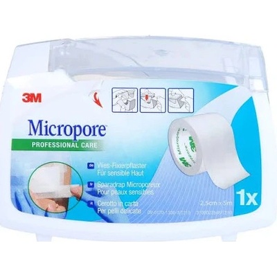 3M Micropore 2,5 cm x 5 m náplast na cívce hypoalergenní netkaná textílie
