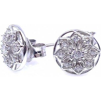 Jan Kos jewellery stříbrné náušnice s bílým kamenem 12119909