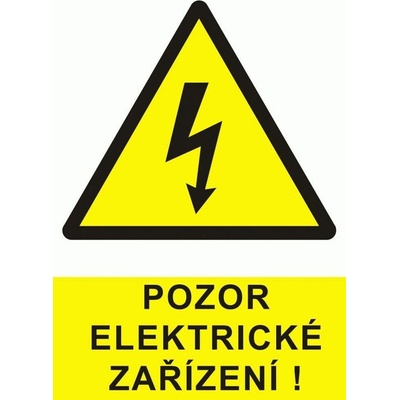 CUPRO Tabulka"POZOR EL.ZAŘÍZENÍ"5,2x7,4cm A8, samolepící 0101 A8 FÓLIE