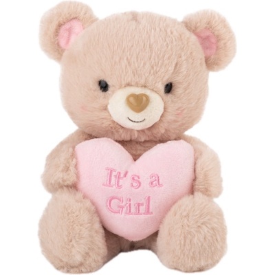 Амек Тойс Плюшена играчка Амек Тойс - Мече с розово сърце It’s a Girl, 21 cm (60113)