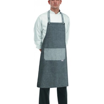 Egochef zástěra Rock ke krku s kapsou Grey mix E-6113067C