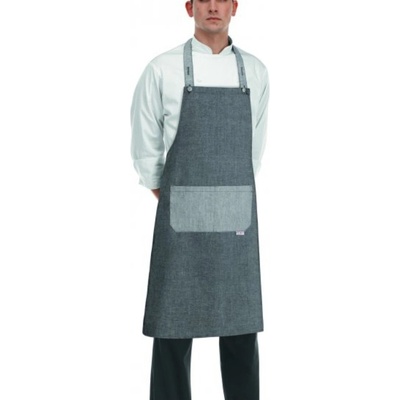 Egochef zástěra Rock ke krku s kapsou Grey mix E-6113067C