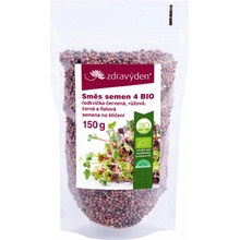 Zdravý den Zmes semien na klíčenie 4 BIO - reďkovka červená, ružová, čierna a fialová 150g