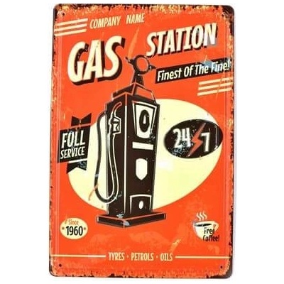 Ceduľa Gas Station Vintage style 30cm x 20cm Plechová tabuľa
