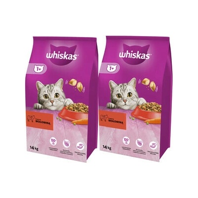 Whiskas Adult s hovädzím mäsom a zeleninou 2 x 14 kg