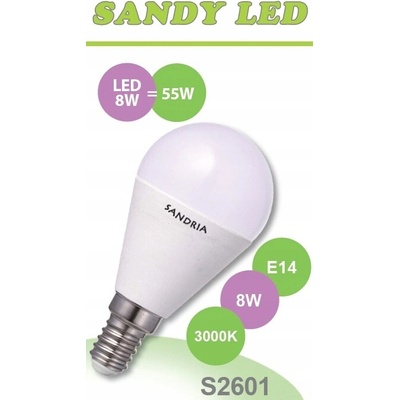 Sandy LED žiarovka LED E14 B45 S2601 8W teplá biela