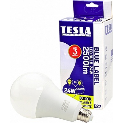 Tesla LED žárovka BULB E27, 24W, 230V, 2500lm, 25 000h, 3000K teplá bílá 220°