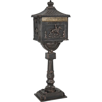 vidaXL Изправена пощенска кутия с врата Бронзов 42, 5 x 29, 5 x 117 см (42023495)