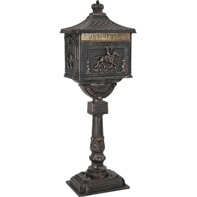 vidaXL Изправена пощенска кутия с врата Бронзов 42, 5 x 29, 5 x 117 см (42023495)