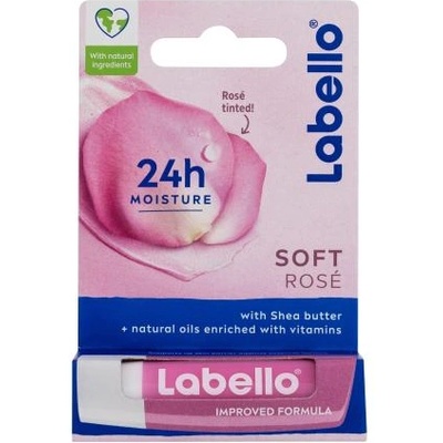 Labello Soft Rosé 24h Moisture Lip Balm балсам за устни с леко розово оцветяване 4.8 гр