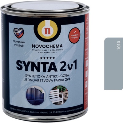 Novochema synta 2v1 syntetická antikorozní jednovrstvá barva 2v1 5 kg 1010 Světle šedá