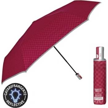 Дамски плосък автоматичен Open-Close чадър Perletti Technology 21785, Червен/Шахмат