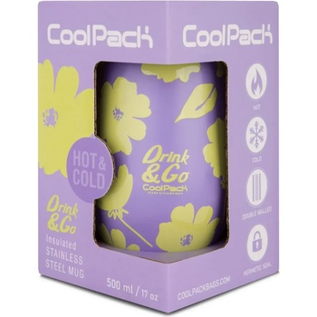COOLPACK Чаша за кафе Coolpack - MISS 500 ml - FLORES LILA