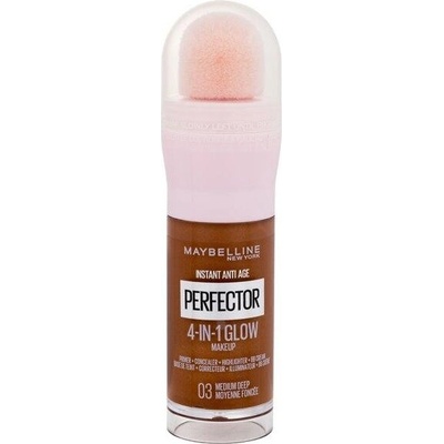 Maybelline Instant Anti-Age Perfector 4-In-1 Glow rozjasňujúci tekutý make-up s hubkou 03 med deep 20 ml