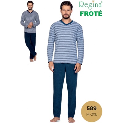 Regina 571 pánske pyžamo dlouhé froté šedé