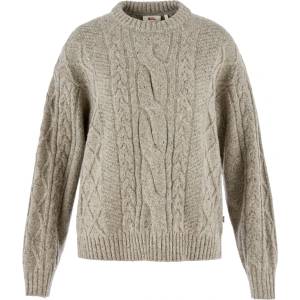 Fjällräven Дамски вълнен пуловер Fjällräven Women's Övik Cable Knit Wool jumper - Fog (105-7729-0313)