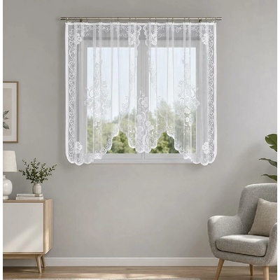 Dekorační oblouková krátká záclona na žabky FUKSJA bílá 400x160 cm MyBestHome