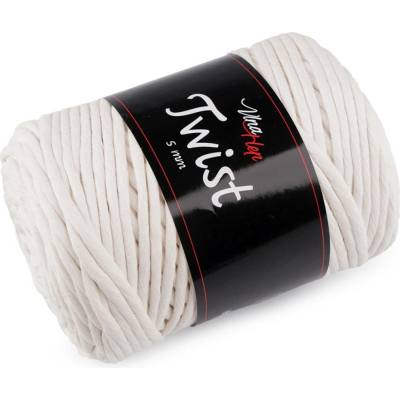 Bavlněná pletací příze Twist macrame 500 g rozčesávací, střední, 7 (8171) béžovobílá