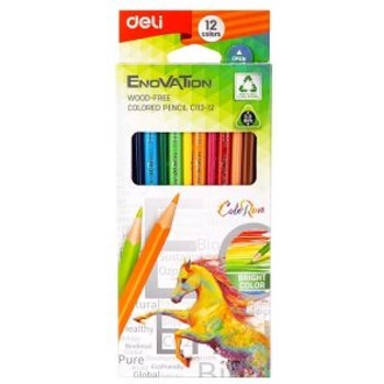 Цветни моливи 12цв. Deli Enovation 113-12 триъгълно тяло