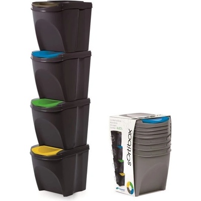 PROSPERPLAST Odpadkový koš SORTIBOX 4 x 25 l antracit