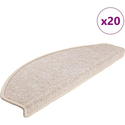 vidaXL Schodové rohože 20 ks 65 x 24 x 4 cm béžové, půlkulaté, velké