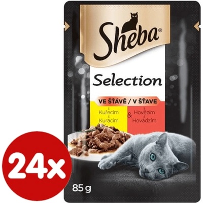 Sheba kapsičky s kuracím mäsom a hovädzinou pre dospelé mačky 28x 85g