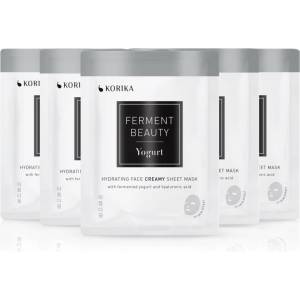 KORIKA FermentBeauty Set of 5 Hydrating Face Sheet Masks with Fermented Yogurt and Hyaluronic Acid комплект маски за лице на намалена цена